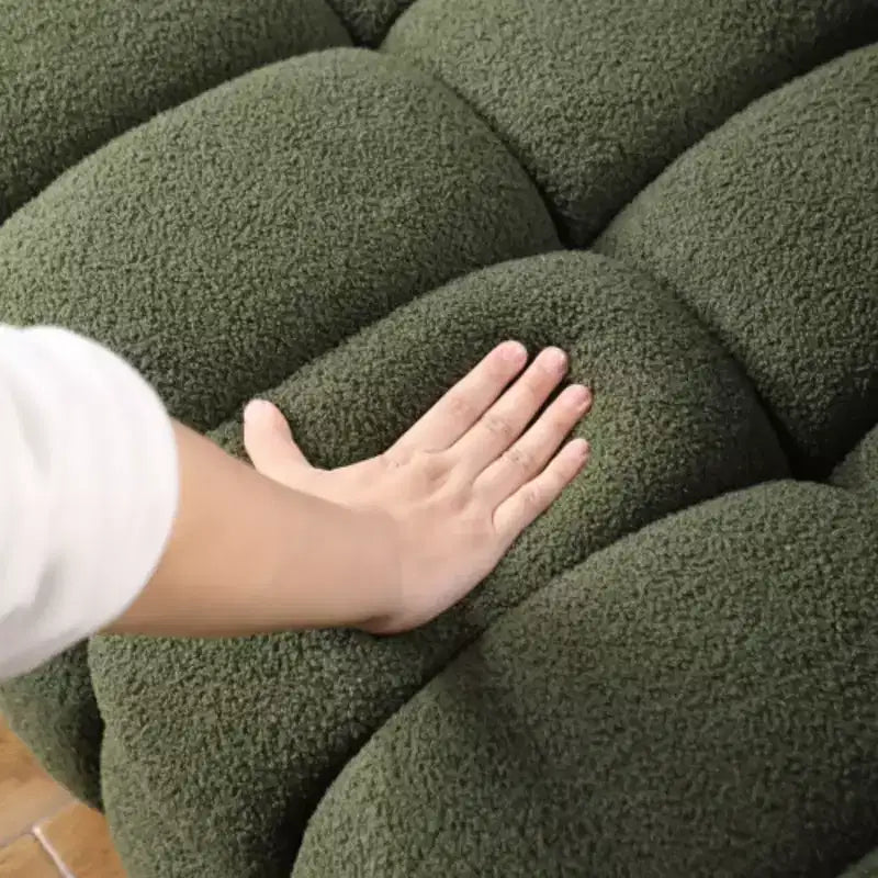 Divano Lussuoso in Bouclé Bianco: 3 posti, Ergonomico, Lunghezza 214 cm