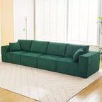 Divano Sezionale Cloud Modulare Moderno Lineare da 348 cm con Chaise Longue, Tessuto in Velluto a Coste, Nessun Montaggio Richiesto, Divano Letto Convertibile a Compressione