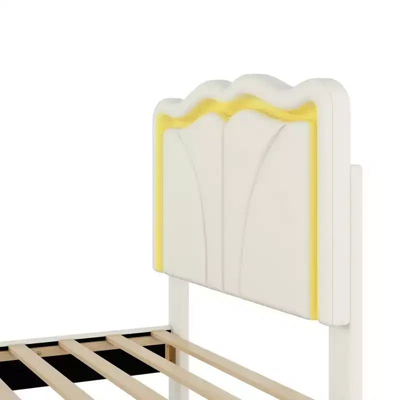 Letto a piattaforma imbottito in PU con testiera regolabile in altezza per la cameretta dei bambini, rosa