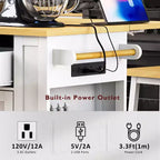 Isola da Cucina Grande da 48 Pollici con 5 Ruote e 2 Sgabelli da Bar, Presa di Corrente, Carrello Contenitore con Piano Pieghevole, Ripiani Laterali Aperti, 2 Cassetti, Bianco
