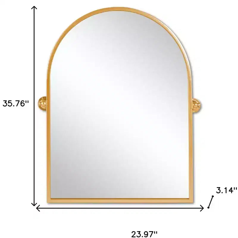 Specchio Accent con Cornice Inclinabile ad Arco in Metallo Dorato, 36