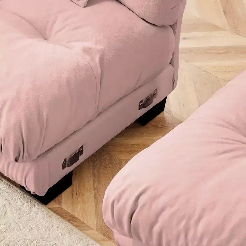 Divano a 2 Posti Cloud con 2 Cuscini Seduta, 2 Cuscini Lombari e 2 Cuscini Decorativi per Soggiorno Rosa