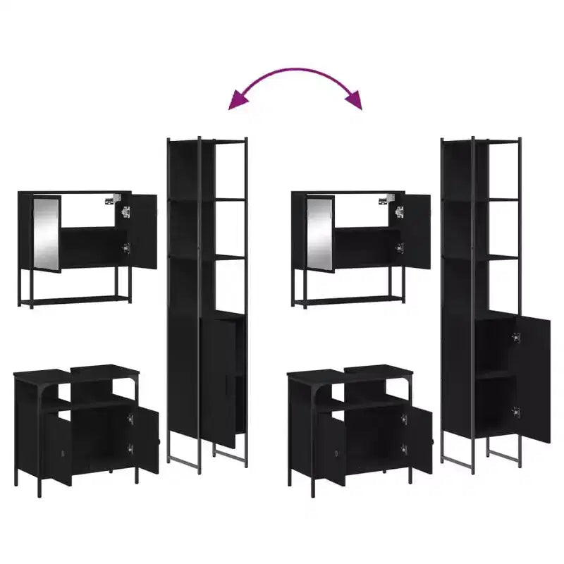 Set Mobili da Bagno con Mensola 3 pz Legno Multistrato Moderno Compatto