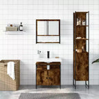 Set Mobili da Bagno con Mensola 3 pz Legno Multistrato Moderno Compatto