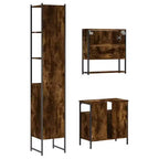Set Mobili da Bagno con Mensola 3 pz Legno Multistrato Moderno Compatto