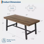Tavolo da pranzo industriale per 4-6 persone, tavolo da cucina lungo 160 cm in legno con robusta struttura in metallo e finitura marrone rustico - Posti a sedere per 4 rettangolari