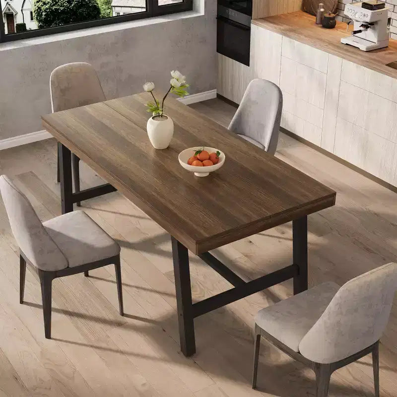 Tavolo da pranzo industriale per 4-6 persone, tavolo da cucina lungo 160 cm in legno con robusta struttura in metallo e finitura marrone rustico - Posti a sedere per 4 rettangolari