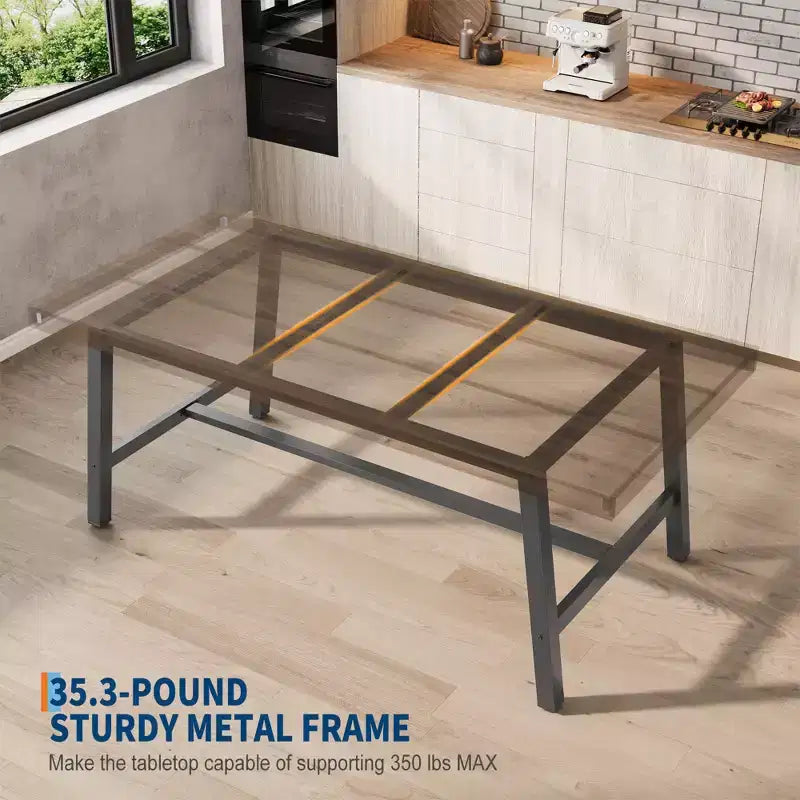 Tavolo da pranzo industriale per 4-6 persone, tavolo da cucina lungo 160 cm in legno con robusta struttura in metallo e finitura marrone rustico - Posti a sedere per 4 rettangolari