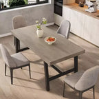 Tavolo da pranzo industriale per 4-6 persone, tavolo da cucina lungo 160 cm in legno con robusta struttura in metallo e finitura marrone rustico - Posti a sedere per 4 rettangolari