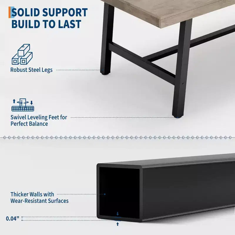 Tavolo da pranzo industriale per 4-6 persone, tavolo da cucina lungo 160 cm in legno con robusta struttura in metallo e finitura marrone rustico - Posti a sedere per 4 rettangolari