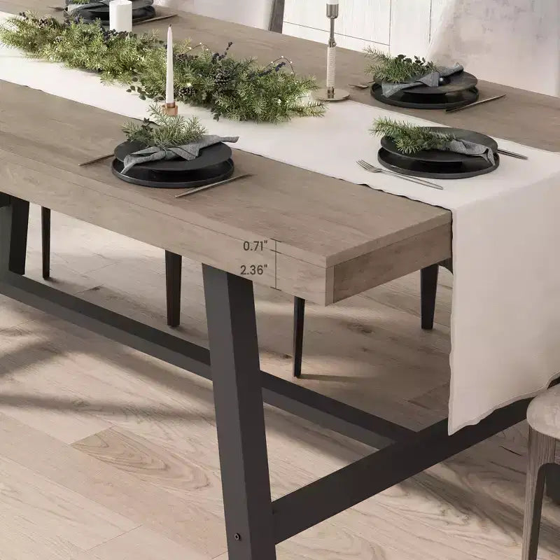 Tavolo da pranzo industriale per 4-6 persone, tavolo da cucina lungo 160 cm in legno con robusta struttura in metallo e finitura marrone rustico - Posti a sedere per 4 rettangolari