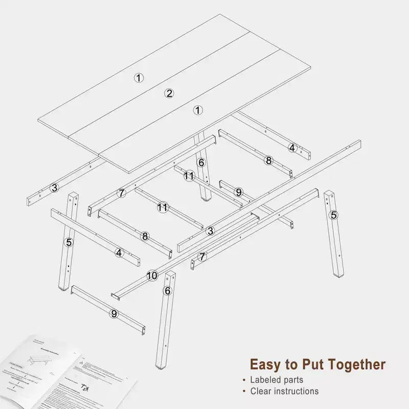 Tavolo da pranzo industriale per 4-6 persone, tavolo da cucina lungo 160 cm in legno con robusta struttura in metallo e finitura marrone rustico - Posti a sedere per 4 rettangolari