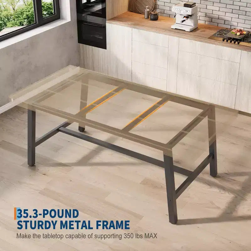Tavolo da pranzo industriale per 4-6 persone, tavolo da cucina lungo 160 cm in legno con robusta struttura in metallo e finitura marrone rustico - Posti a sedere per 4 rettangolari