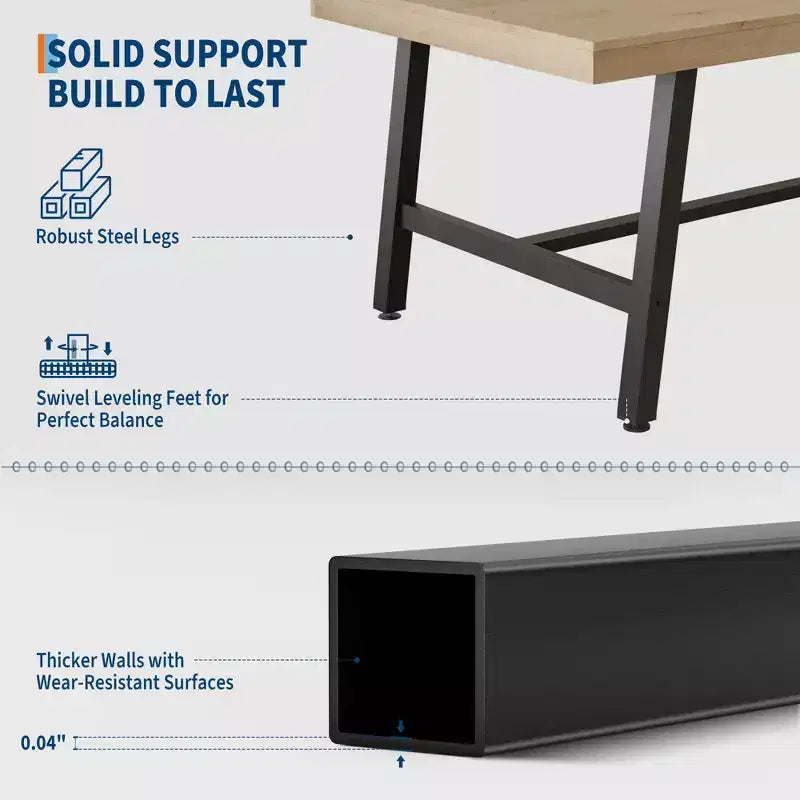 Tavolo da pranzo industriale per 4-6 persone, tavolo da cucina lungo 160 cm in legno con robusta struttura in metallo e finitura marrone rustico - Posti a sedere per 4 rettangolari