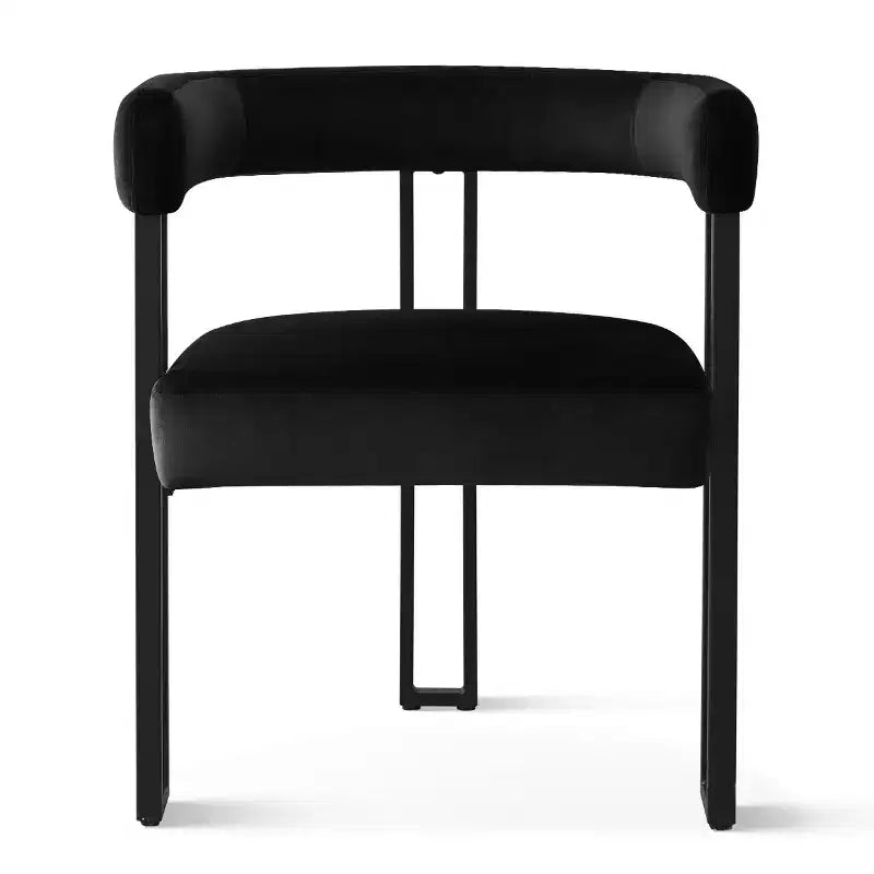 Set tavolo da pranzo allungabile da 47-83" per 8 persone, tavolo nero e 8 poltrone in velluto con eleganti gambe in metallo, ideale per riunioni