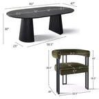 Set tavolo da pranzo allungabile da 47-83" per 8 persone, tavolo nero e 8 poltrone in velluto con eleganti gambe in metallo, ideale per riunioni
