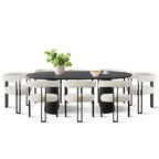 Set tavolo da pranzo allungabile da 47-83" per 8 persone, tavolo nero e 8 poltrone in velluto con eleganti gambe in metallo, ideale per riunioni