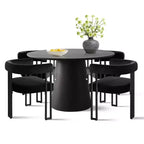 Set tavolo da pranzo allungabile da 120-210 cm per 4 persone, tavolo nero e 4 sedie da pranzo imbottite in velluto con gambe in metallo, stile moderno