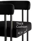 Set tavolo da pranzo allungabile da 120-210 cm per 4 persone, tavolo nero e 4 sedie da pranzo imbottite in velluto con gambe in metallo, stile moderno