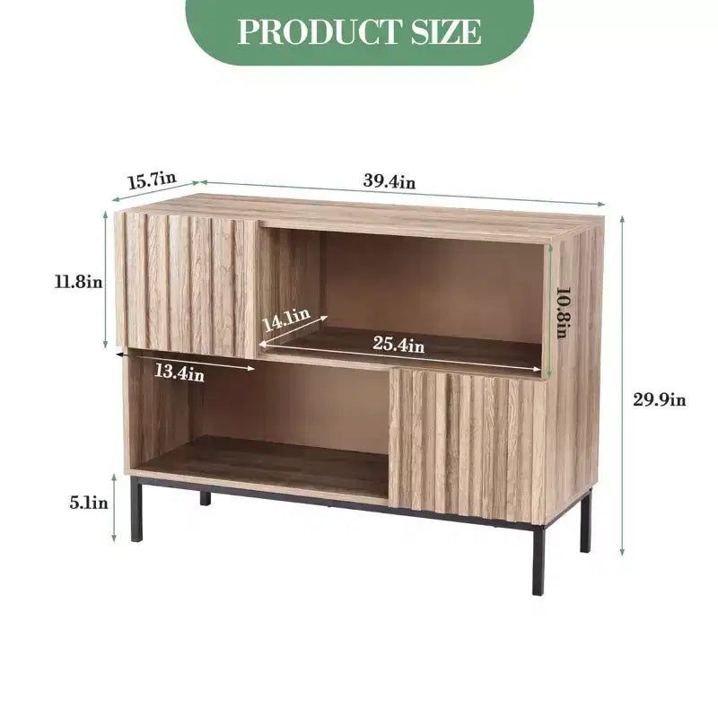Tavolo da Ingresso, Consolle Rustica in Legno con Ripiani e Gambe in Metallo, Credenza Contenitore per Soggiorno Sala da Pranzo