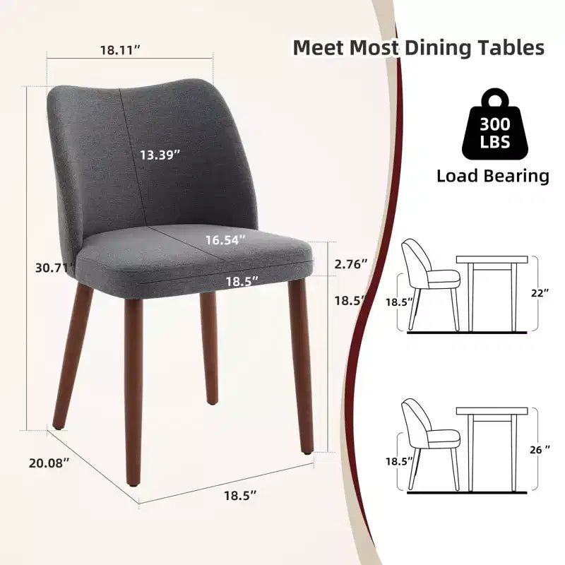 Sedie da pranzo set di 2, sedie moderne in lino per cucina con gambe in metallo, schienale alato e cuscini spessi, piedini regolabili per sala da pranzo, camera da letto, soggiorno