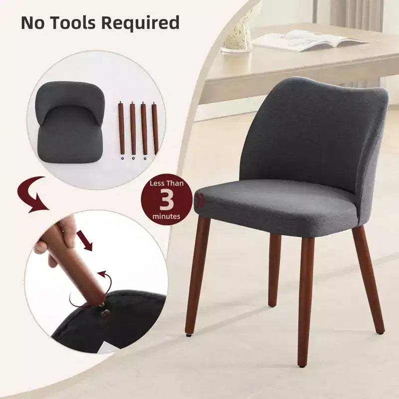 Sedie da pranzo set di 2, sedie moderne in lino per cucina con gambe in metallo, schienale alato e cuscini spessi, piedini regolabili per sala da pranzo, camera da letto, soggiorno