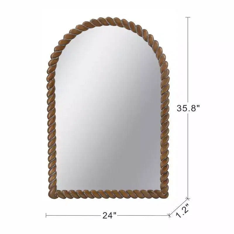 Specchio da Parete Moderno in Legno, Specchio da Bagno Marrone, Specchio Decorativo per Soggiorno, Ingresso o Camera da Letto