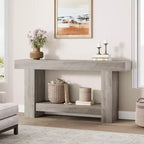 Console da Ingresso, Tavolo da Ingresso a 2 Livelli in Stile Rustico, Tavolo Lungo da Divano Accentato Dietro il Divano con Spazio di Archiviazione Aperto per Ingresso, Soggiorno, 63