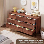 Cassettiera a 9 cassetti per camera da letto, cassettiere larghe 154 cm con profilo curvo, cassetti in legno scanalato, cassettiera moderna per soggiorno