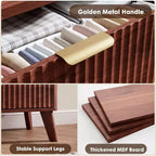Cassettiera a 9 cassetti per camera da letto, cassettiere larghe 154 cm con profilo curvo, cassetti in legno scanalato, cassettiera moderna per soggiorno