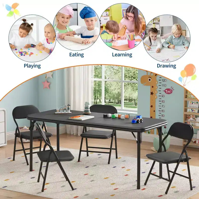 Tavolo Pieghevole Imbottito per Bambini, Leggero, Richiudibile, Nessun Montaggio Richiesto, per Sala Giochi, Pranzo, (Solo un Tavolo)