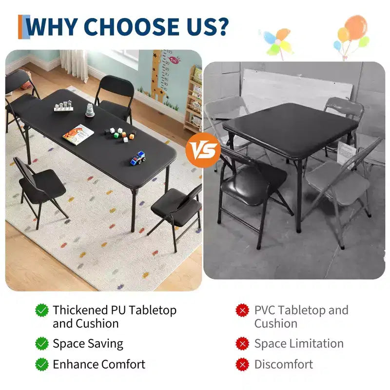 Tavolo Pieghevole Imbottito per Bambini, Leggero, Richiudibile, Nessun Montaggio Richiesto, per Sala Giochi, Pranzo, (Solo un Tavolo)
