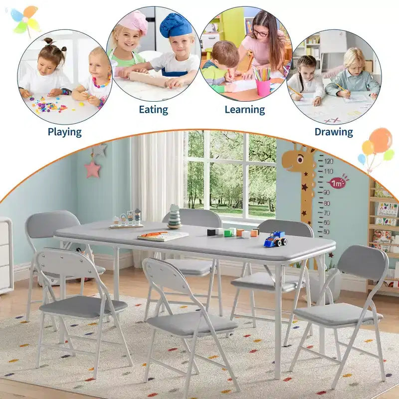 Tavolo Pieghevole Imbottito per Bambini, Leggero, Richiudibile, Nessun Montaggio Richiesto, per Sala Giochi, Pranzo, (Solo un Tavolo)