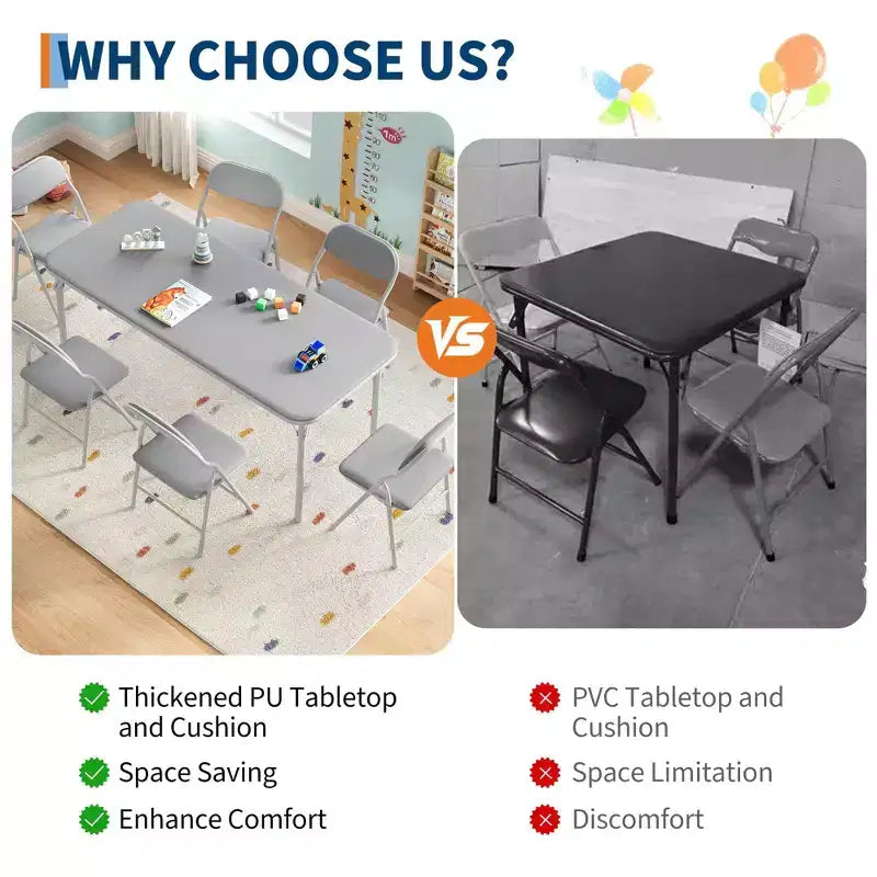 Tavolo Pieghevole Imbottito per Bambini, Leggero, Richiudibile, Nessun Montaggio Richiesto, per Sala Giochi, Pranzo, (Solo un Tavolo)