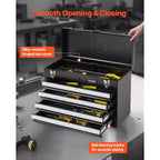 Cassetta porta attrezzi portatile in metallo da 20,5" - 4 cassetti, rivestimenti in EVA, guide con cuscinetti a sfera, chiudibile a chiave, verniciata a polvere