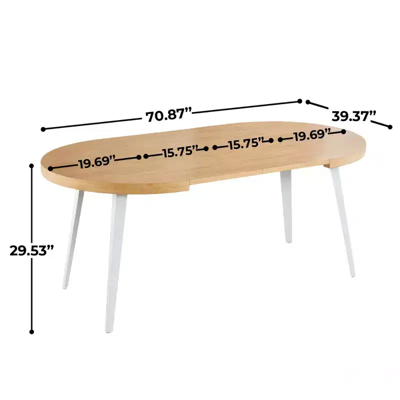 Tavolo da Pranzo Allungabile con Gamba in Metallo e Piano in MDF, 100/140/180x100x75cm, Finitura Rovere, Multiuso