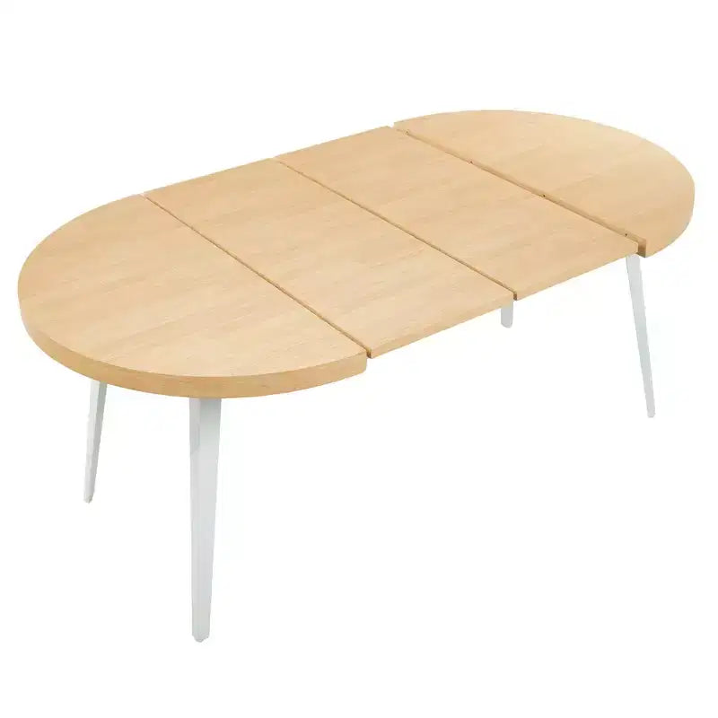 Tavolo da Pranzo Allungabile con Gamba in Metallo e Piano in MDF, 100/140/180x100x75cm, Finitura Rovere, Multiuso