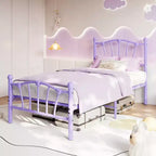 Elegante Letto a Piattaforma in Metallo a Forma di Cuore - Struttura Robusta con Supporto a Doghe, Vano Contenitore Sotto il Letto, Nessuna Rete a Molle Necessaria - Misura Singola, Bianco