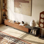 Mobile TV allungabile da 200-260 cm con 3 cassetti, design frontale strutturato e console multimediale moderna per soggiorno