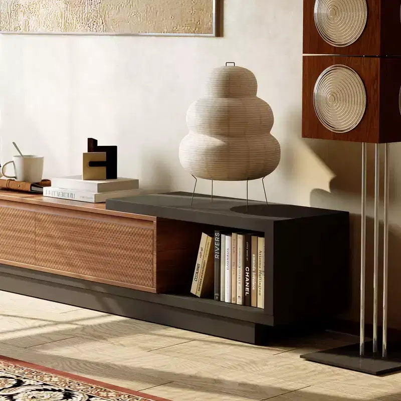 Mobile TV allungabile da 200-260 cm con 3 cassetti, design frontale strutturato e console multimediale moderna per soggiorno