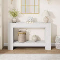 Farmhouse Console Table with Solid Base, 47 2-Tier Sofa Table for Entryway or Living Room, Rustic Wood Grain Accent Table - White