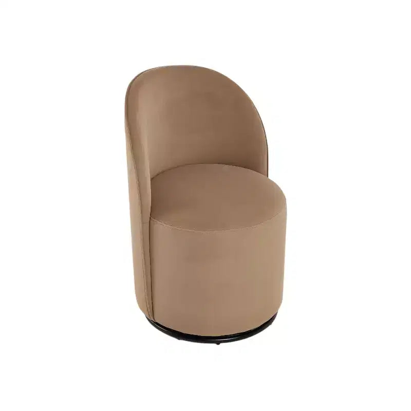HomeRoots Brown and Black Velvet Curved Back Swivel Dining Arm Chair