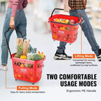 6 carrelli portaspesa in plastica da 39 litri con ruote e manici, rossi - Ideali per supermercati, negozi al dettaglio, spesa alimentare