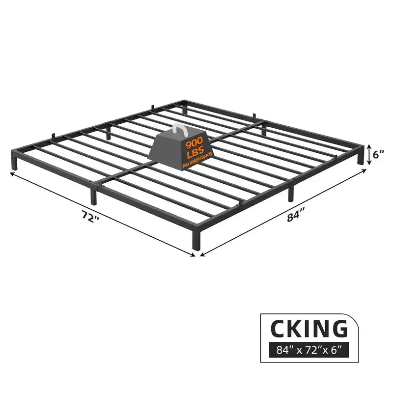 Struttura Letto in Metallo da 6 Pollici, Letto a Piattaforma California King / Twin XL, Acciaio Resistente, Senza Rete a Molle, Silenzioso