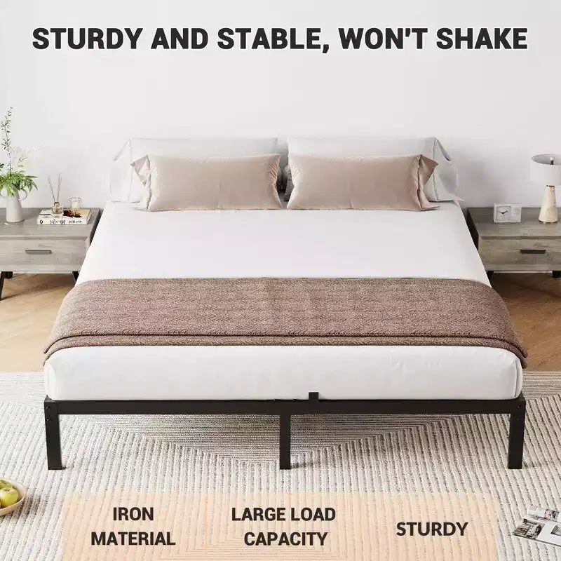 Struttura Letto in Metallo da 6 Pollici, Letto a Piattaforma California King / Twin XL, Acciaio Resistente, Senza Rete a Molle, Silenzioso
