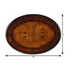 Tavolino ovale con due cassetti in legno scuro e ciliegio, 26"