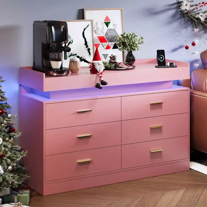 Mobile porta TV, Mobiletto da caffè con ripiano galleggiante, Credenza moderna a 6 cassetti per casa, soggiorno