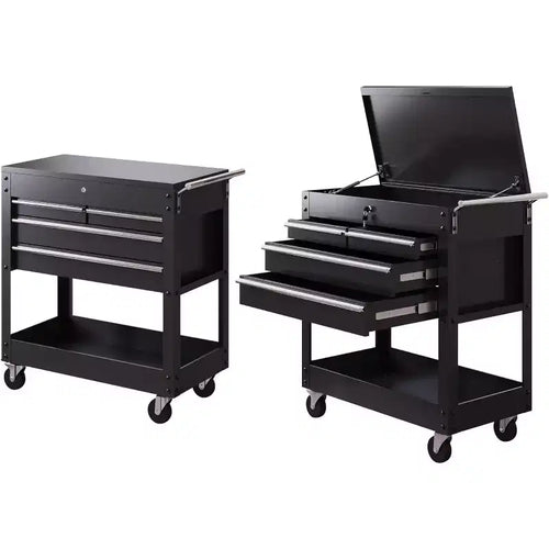 4-Drawer Rolling Tool Chest,with Lock,Powder-Coated, Multi-Tier Drawers,Multi-Tier Toolbox Organizer, Shelves and Mobile Storage