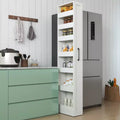 Scaffale portaoggetti estraibile multifunzionale a 7 livelli, 71 cm, scaffale aperto su un lato, organizer per cucina, soggiorno e spazi stretti, bianco