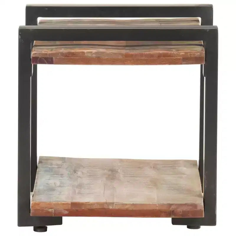 Comodino Legno naturale Legno di mango grezzo, ferro Medium